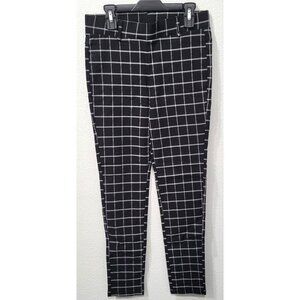 Womens Active USA Black & White Plaid Checkered Pull-on Pants Size M